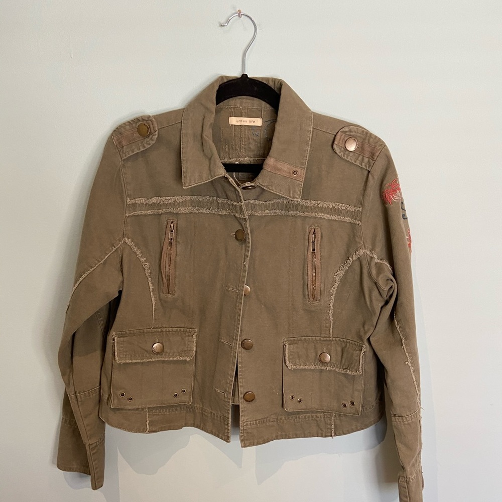 Urban Life Embroidered Cargo Jacket, XL
